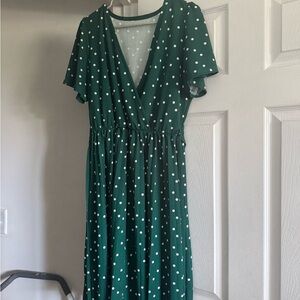 Green Polka Dot Wrap Dress